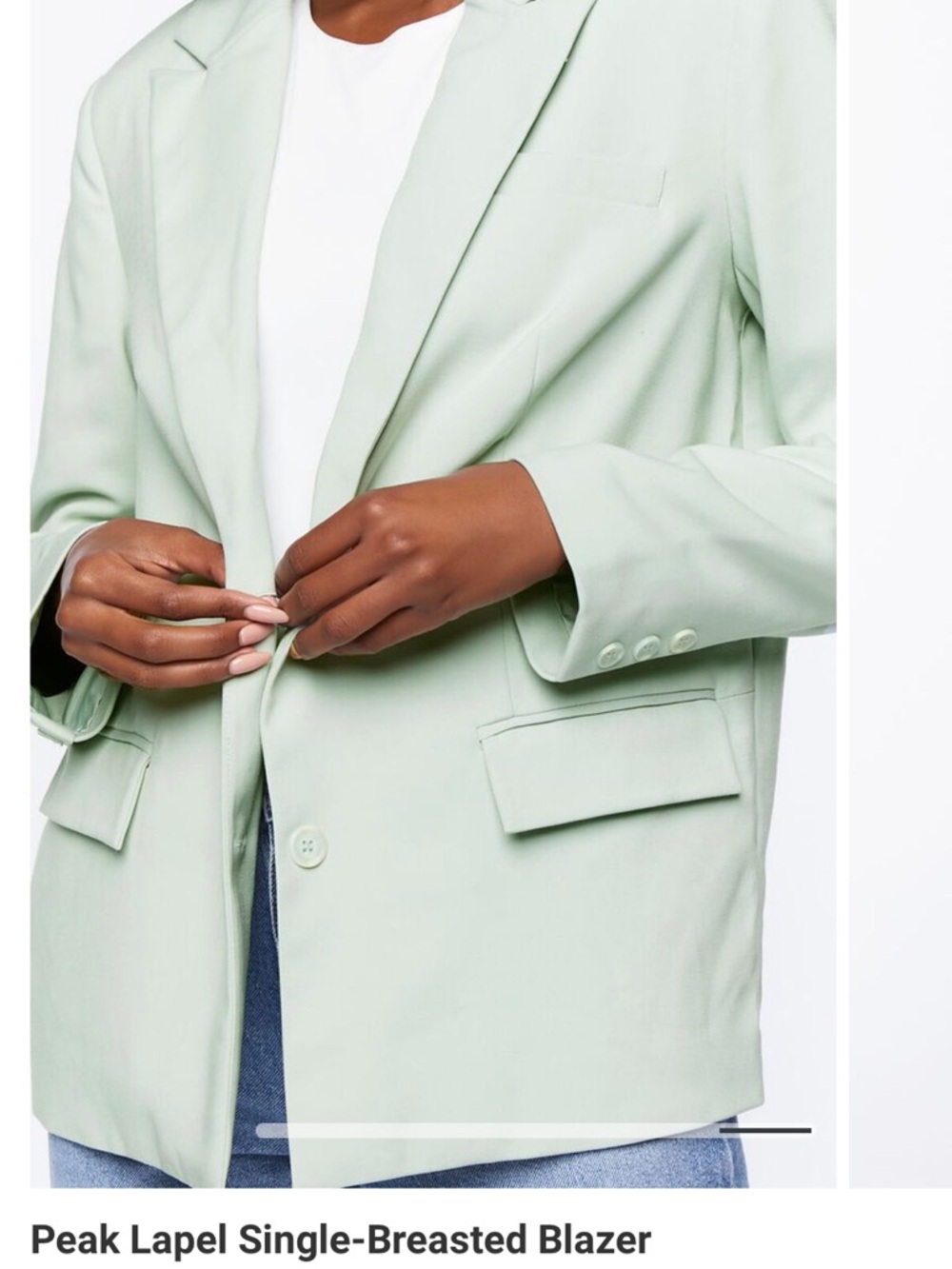 Forever 21 Mint Green Single-Breasted Peak Lapel Blazer